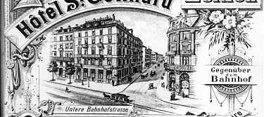 Hotel St. Gotthard Ansichtskarte Werbung um 1910